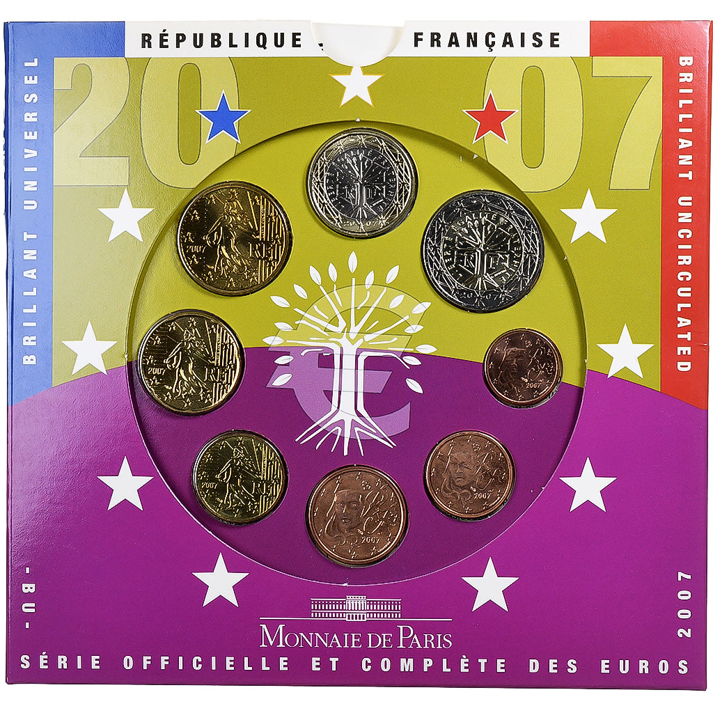 France, Coffret 1c. à 2€, BU, 2007, MDP, MS(65-70)
