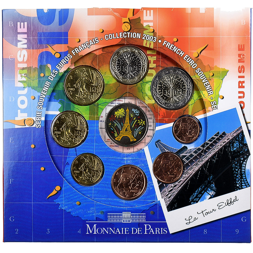 França, Set 1 ct. - 2 Euro + Medal, French Euro Souvenir set, BU, 2003, MDP