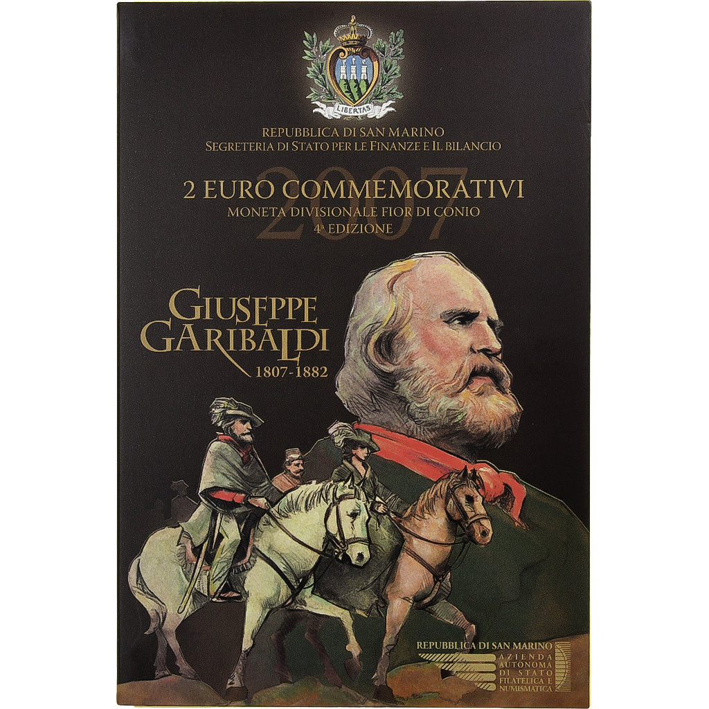 San Marino, 2 Euro, Giuseppe Garibaldi, 2007, Rome, Bi-Metallic, MS(65-70)