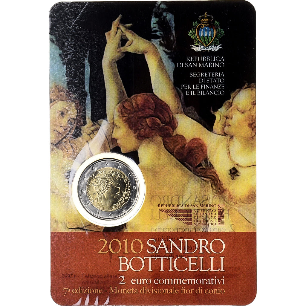 Saint Marin, 2 Euro, Sandro Botticelli, 2010, Rome, Bimétallique, FDC