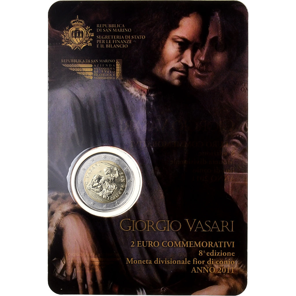 San Marino, 2 Euro, Giorgio Vasari, 2011, Rome, Bi-Metallic, MS(65-70)