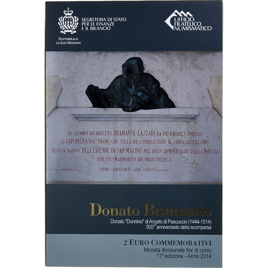 San Marino, 2 Euro, Donato Bramante, 2014, Rome, Bi-metallico, FDC