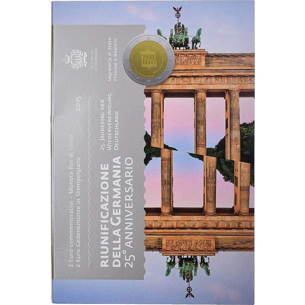 San Marino, 2 Euro, 25 Years of German Unity, 2015, Rome, Bimetálico, MS(65-70)