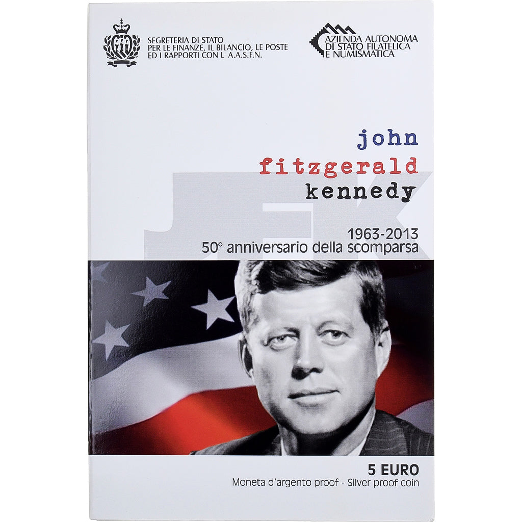 San Marino, 5 Euro, Death of John F. Kennedy, 2013, Rome, Argento, FDC