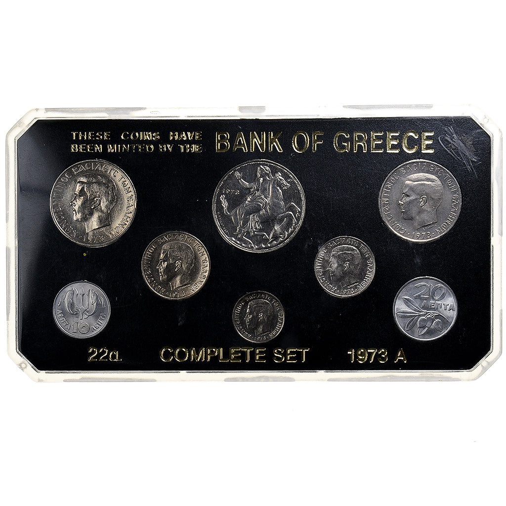 Greece, Constantine II, Set 10 Lepta - 20 Drachmai, 1973, MS(63)