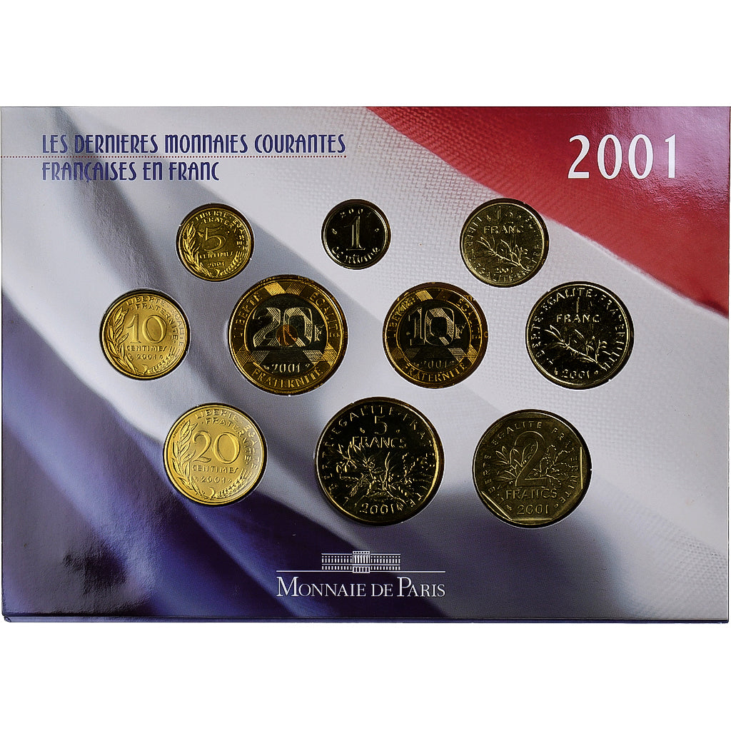 França, Coffret 1 c. à 20 frs., 2001, MDP, BU, N/D, MS(65-70)