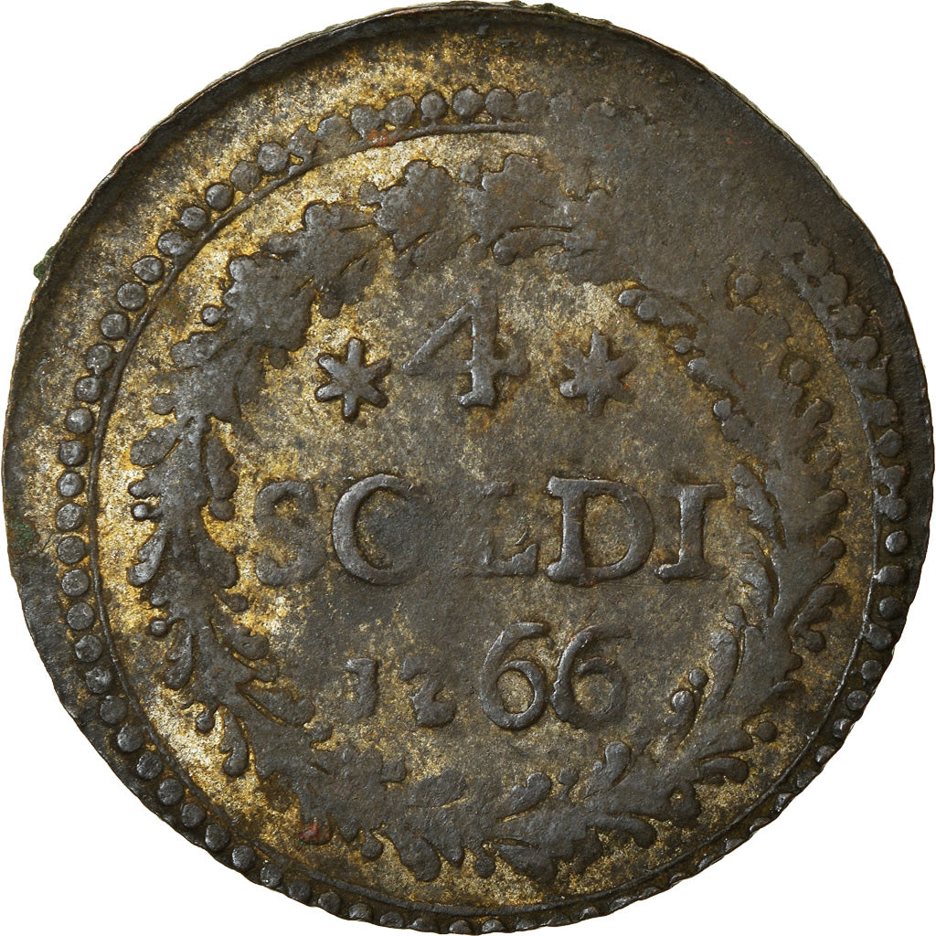 Monnaie, États italiens, CORSICA, General Pasquale Paoli, 4 Soldi, 1766