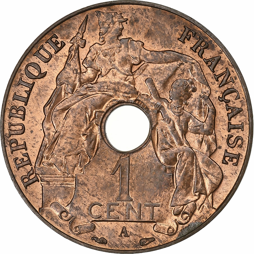 Francuskie Indochiny, 1 Centième, 1939, Paris, Brązowy, AU(55-58)