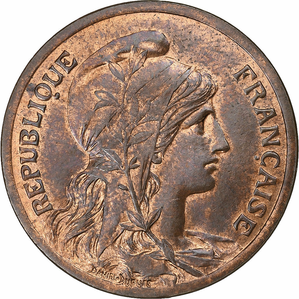 Francja, 10 Centimes, Daniel-Dupuis, 1916, Paris, Brązowy, MS(63)