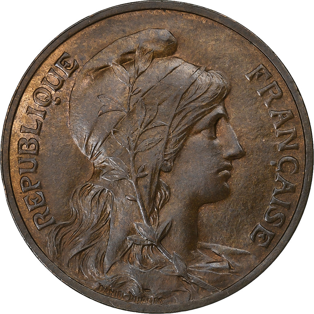 Frankrijk, 10 Centimes, Daniel-Dupuis, 1908, Paris, Bronzen, UNC-