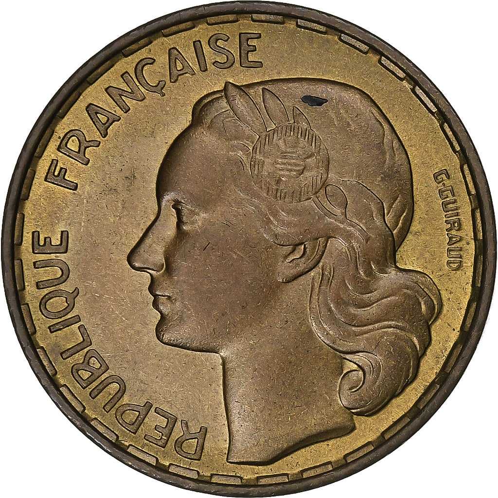 France, 50 Francs, Guiraud, 1953, Beaumont-Le-Roger, Cupro-Aluminium, MS(60-62)