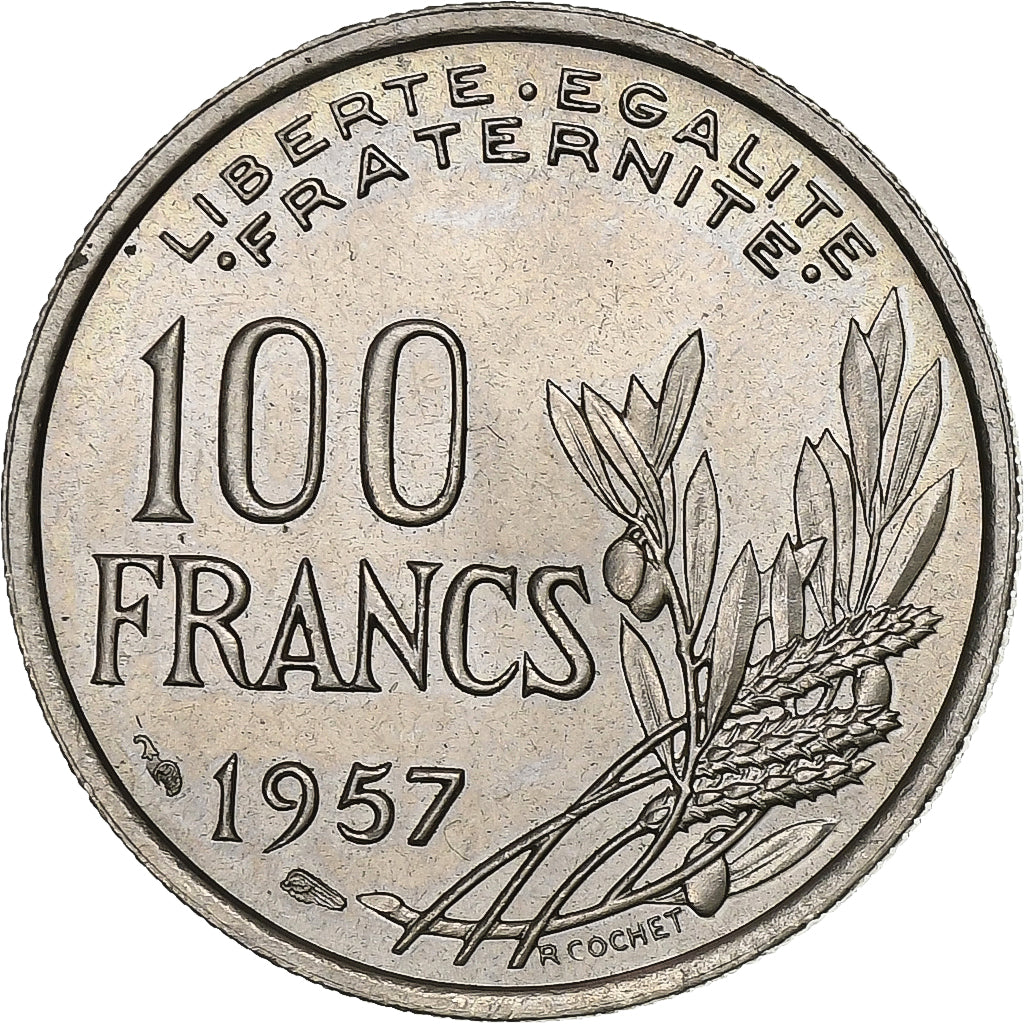 Francia, 100 Francs, Cochet, 1957, Paris, Cupronickel, EBC+