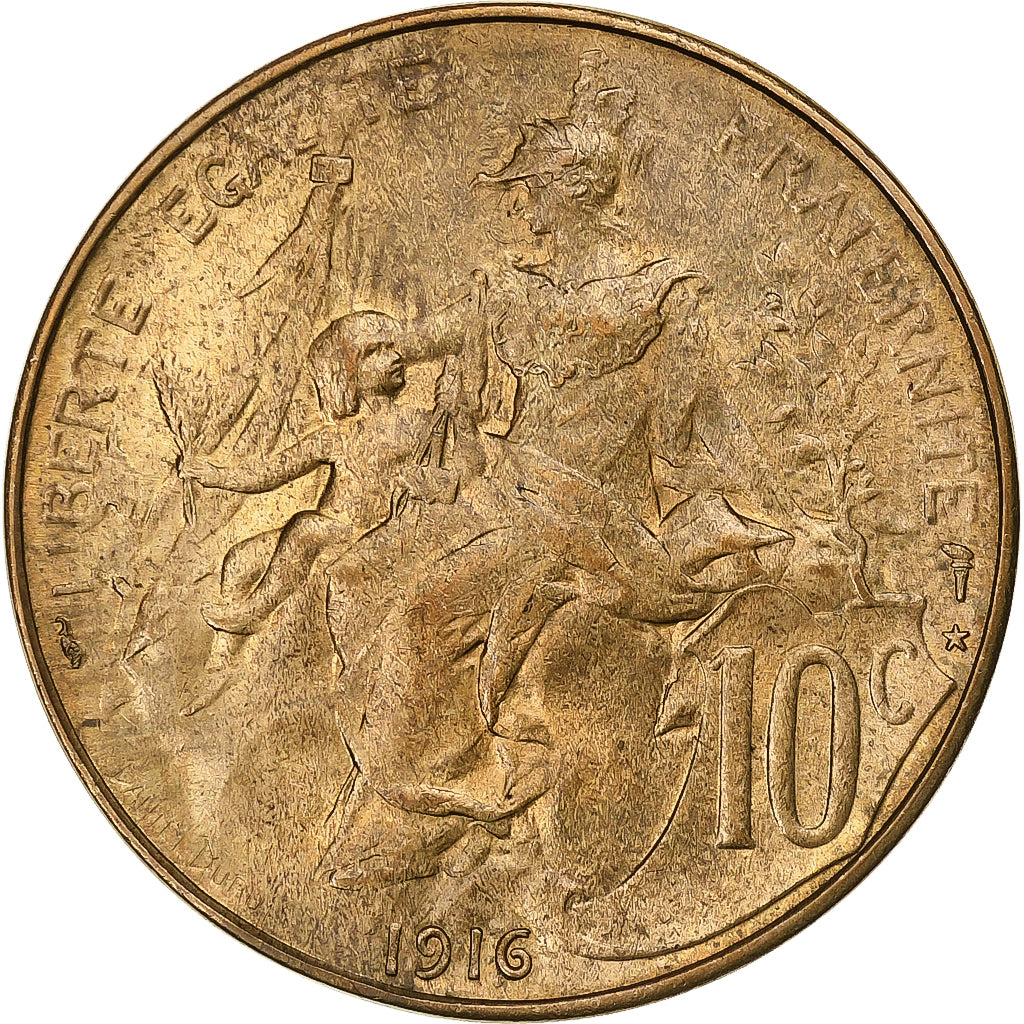 Francia, 10 Centimes, Daniel-Dupuis, 1916, Paris, Bronce, EBC