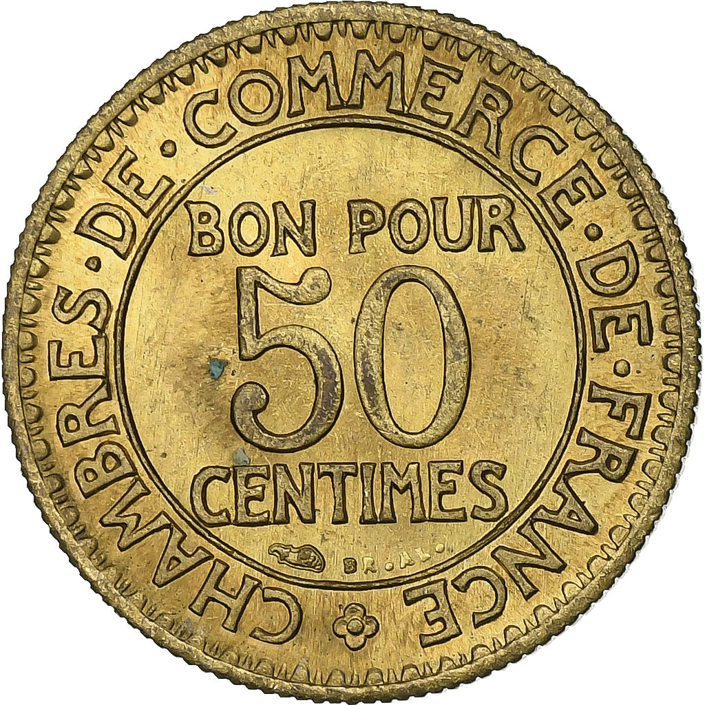 France, 50 Centimes, Chambre de commerce, 1927, Paris, Cupro-Aluminium