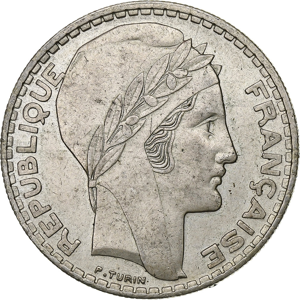 France, 20 Francs, Turin, 1937, Paris, Silver, AU(55-58)