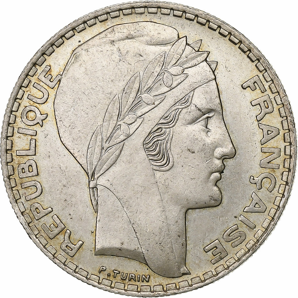France, 20 Francs, Turin, 1937, Paris, Silver, AU(55-58)