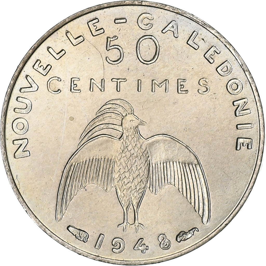 Nuova Caledonia, 50 Centimes, 1948, Paris, Pattern, Nichel-bronzo, SPL-