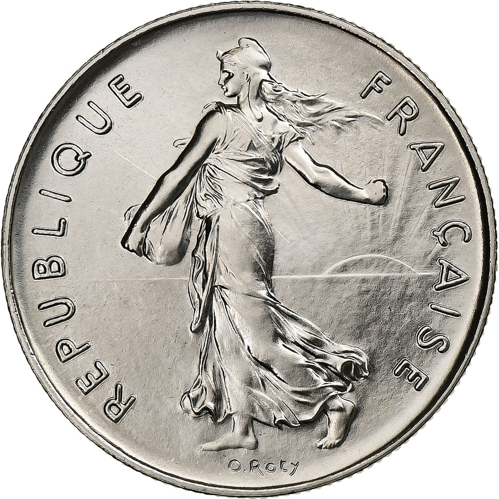 Francja, 5 Francs, Semeuse, 1974, MDP, série FDC, Miedź - nikiel niklowany