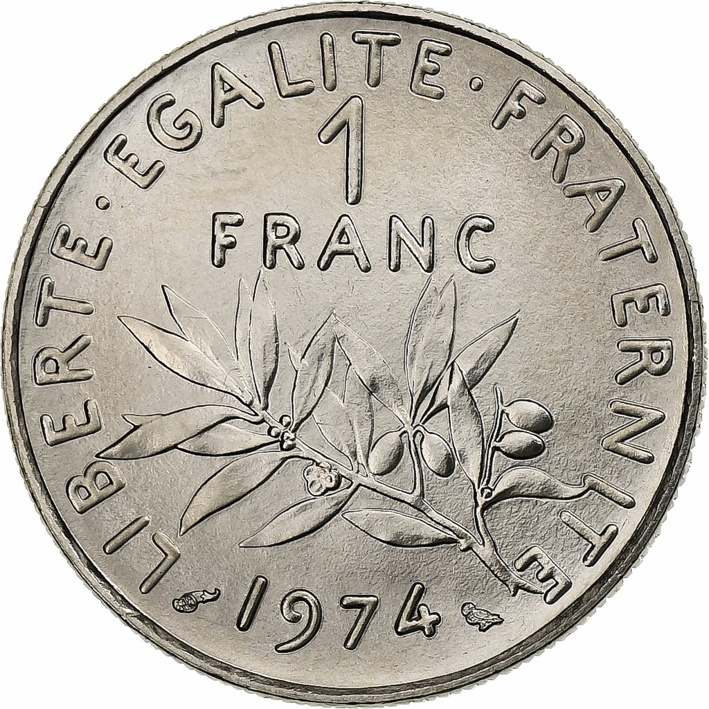 Francja, 1 Franc, Semeuse, 1974, MDP, série FDC, Nikiel, MS(65-70)