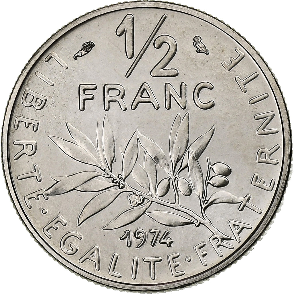 Frankreich, 1/2 Franc, Semeuse, 1974, MDP, série FDC, Nickel, STGL