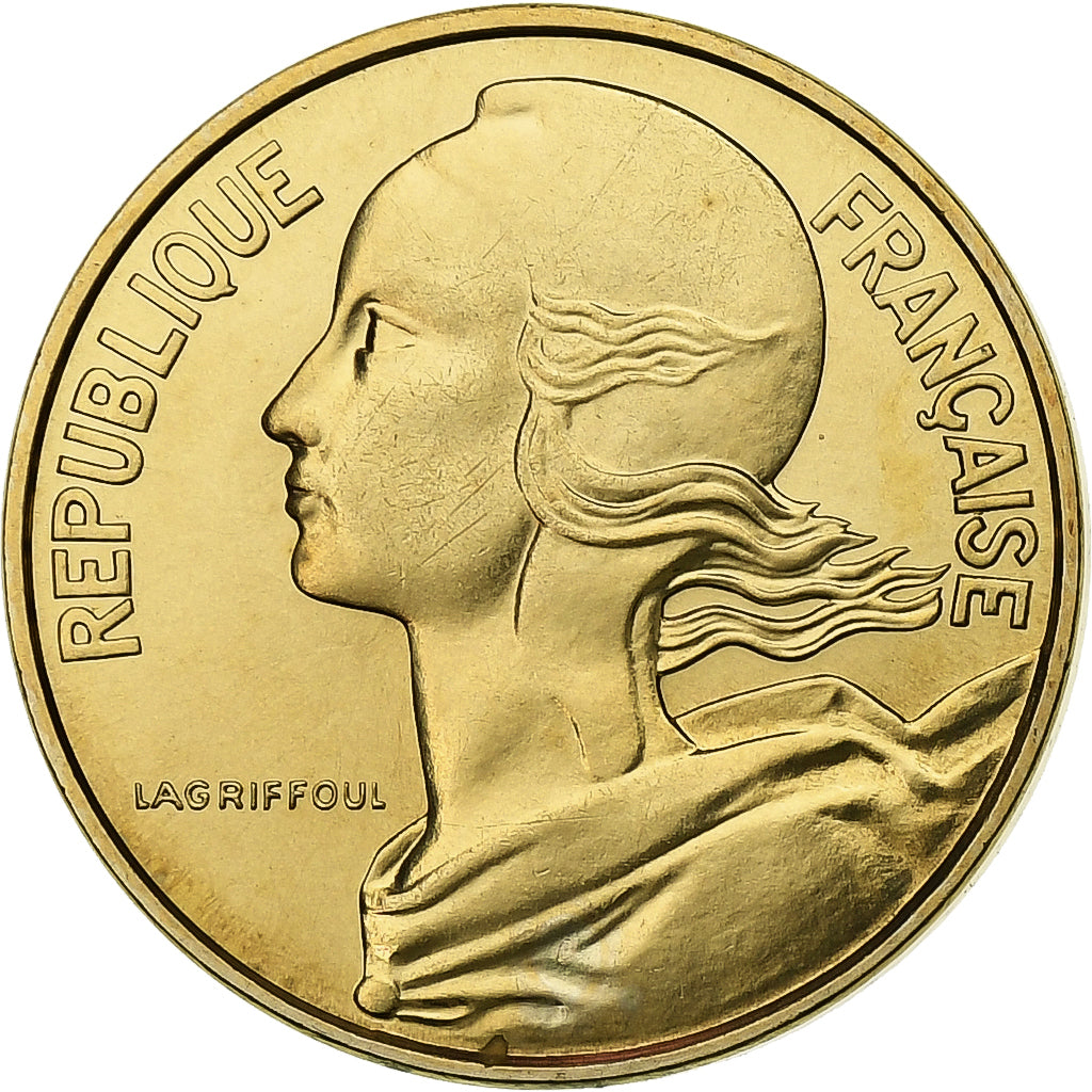 Francja, 10 Centimes, Marianne, 1974, MDP, série FDC, Brąz-Aluminium