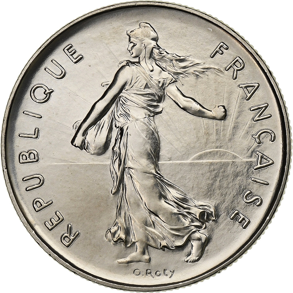 França, 5 Francs, Semeuse, 1980, MDP, série FDC, Níquel Cromado a