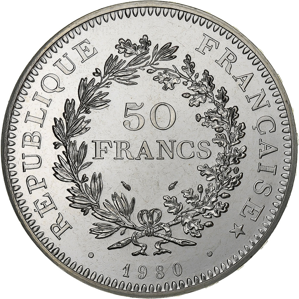France, 50 Francs, Hercule, 1980, MDP, série FDC, Silver, MS(65-70)