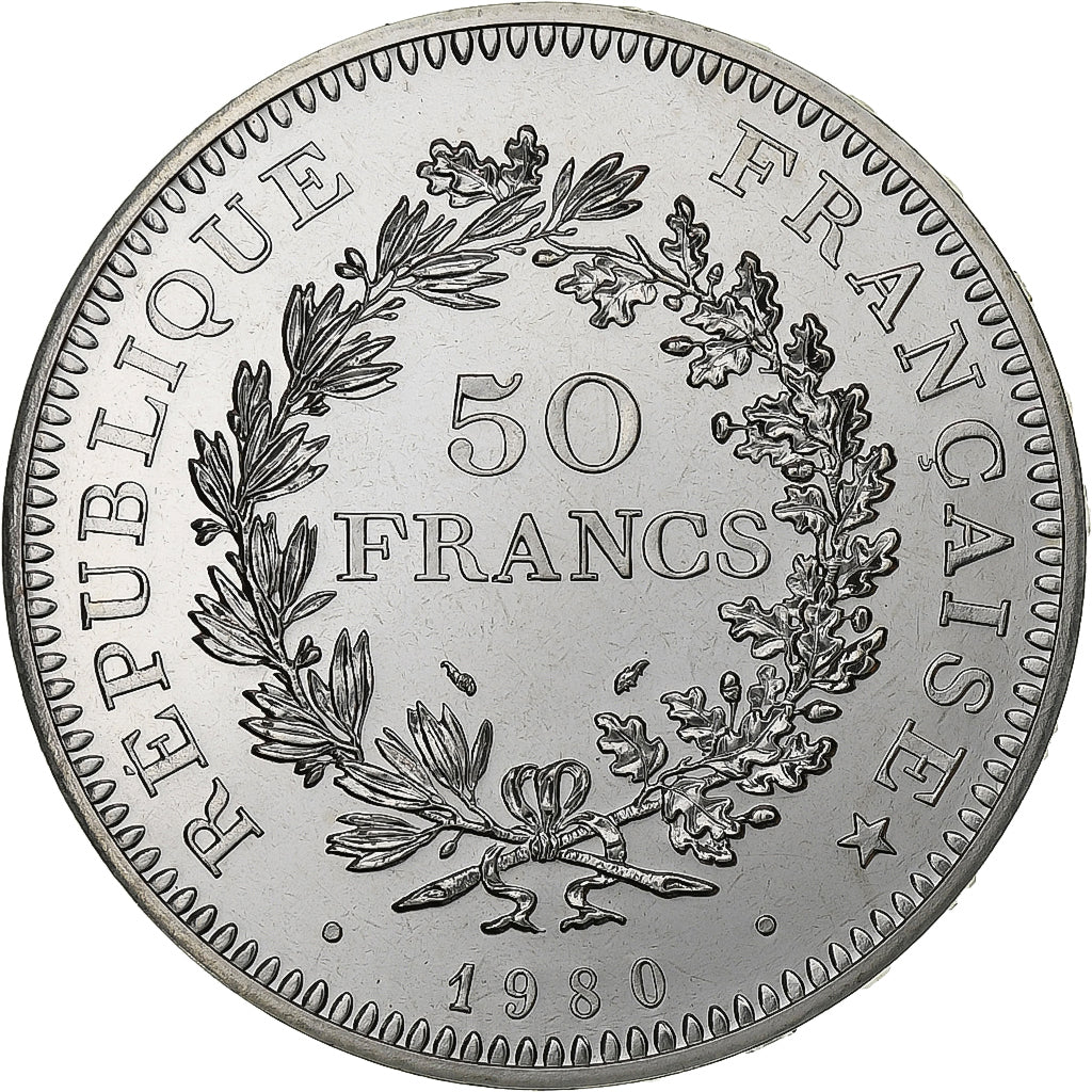 France, 50 Francs, Hercule, 1980, MDP, série FDC, Silver, MS(65-70)