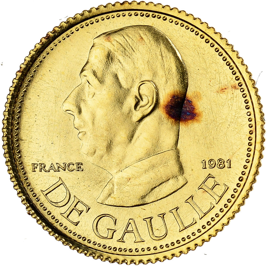 France, Medal, Charles de Gaulle, 1981, MDP, Gold, MS(63)