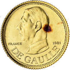 France, Medal, Charles de Gaulle, 1981, MDP, Gold, MS(63)