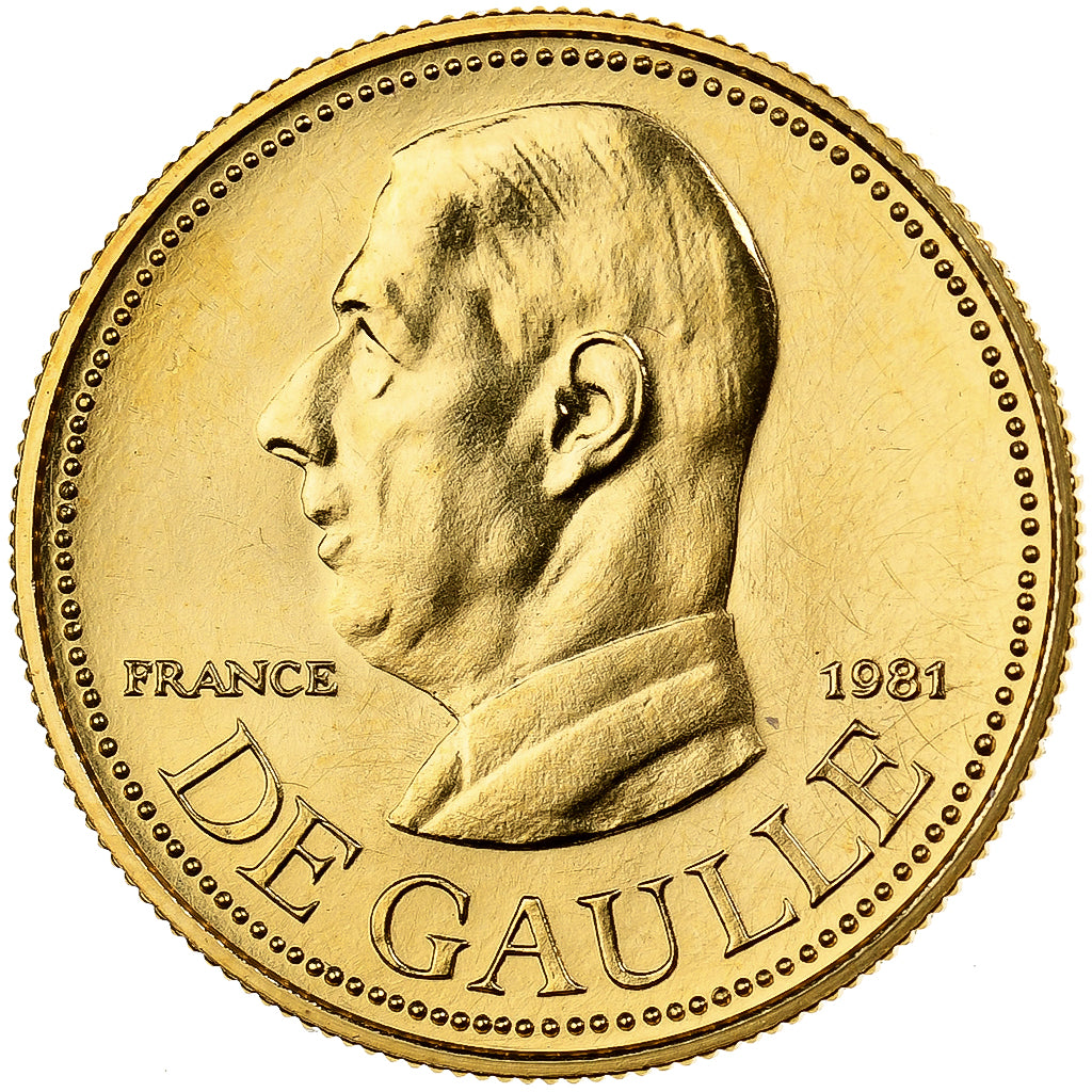 France, Medal, Charles De Gaulle, 1981, MDP, Gold, MS(63)