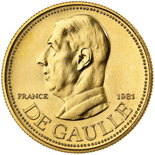 France, Medal, Charles De Gaulle, 1981, MDP, Gold, MS(63)
