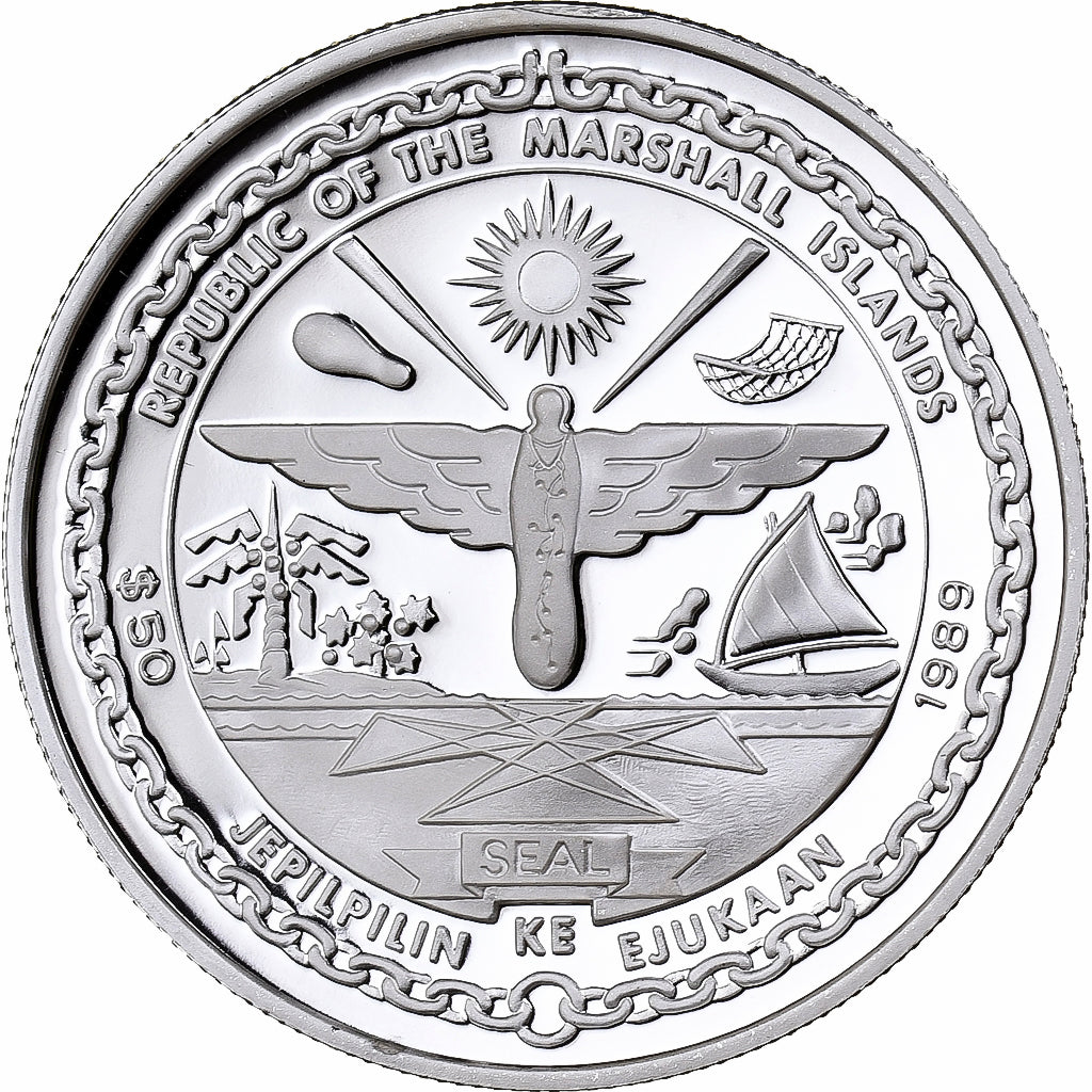 Marshall Islands, 50 Dollars, First American Space Walk, 1989, Sunshine Mint