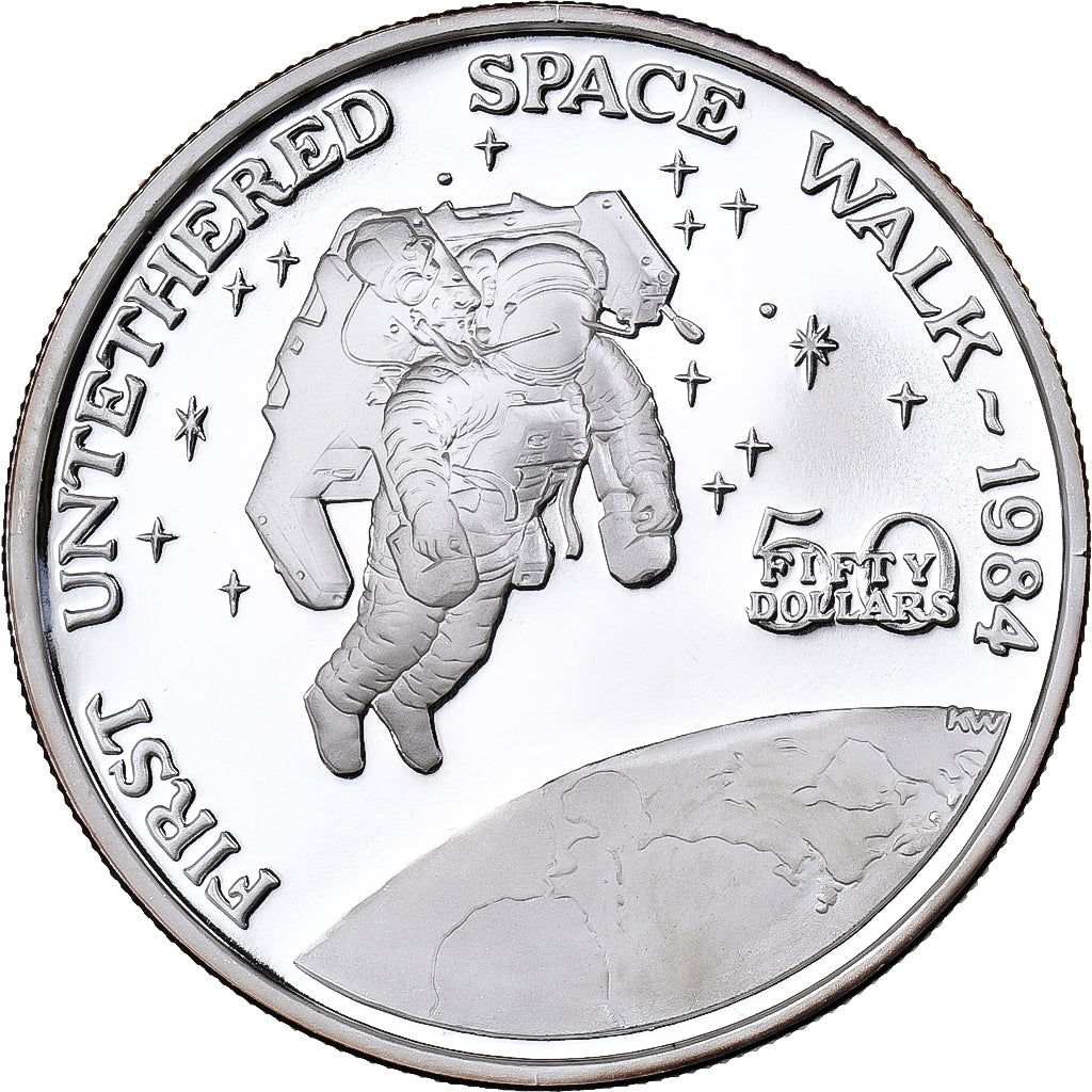 Marshall Islands, 50 Dollars, First Untethered Space Walk, 1989, Sunshine Mint