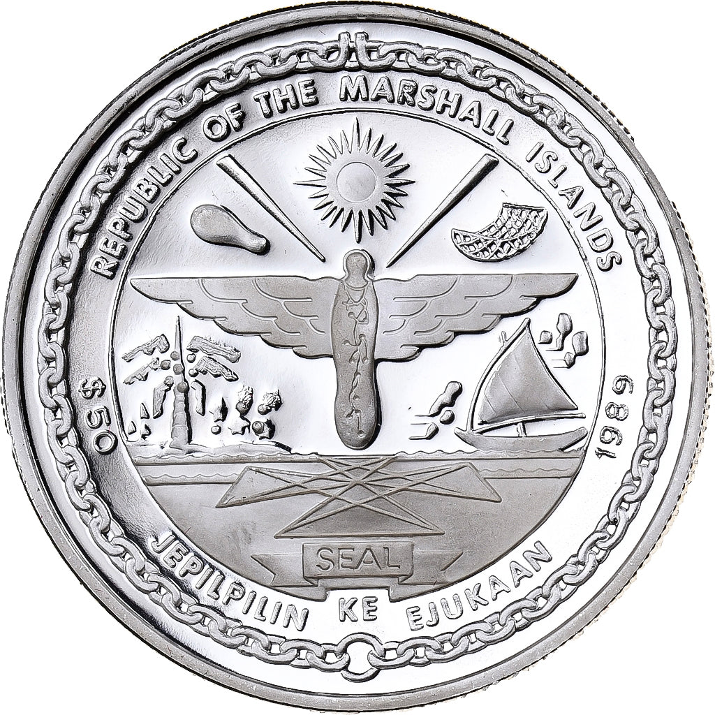 Marshall Islands, 50 Dollars, First Untethered Space Walk, 1989, Sunshine Mint