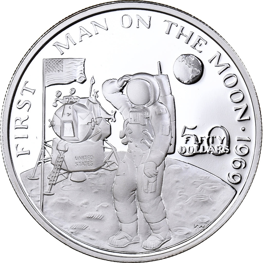 Marshall Islands, 50 Dollars, First Man on the Moon, 1989, Sunshine Mint, Proof