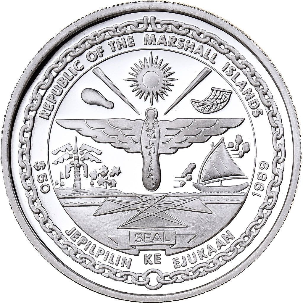Marshall Islands, 50 Dollars, First Man on the Moon, 1989, Sunshine Mint, Proof