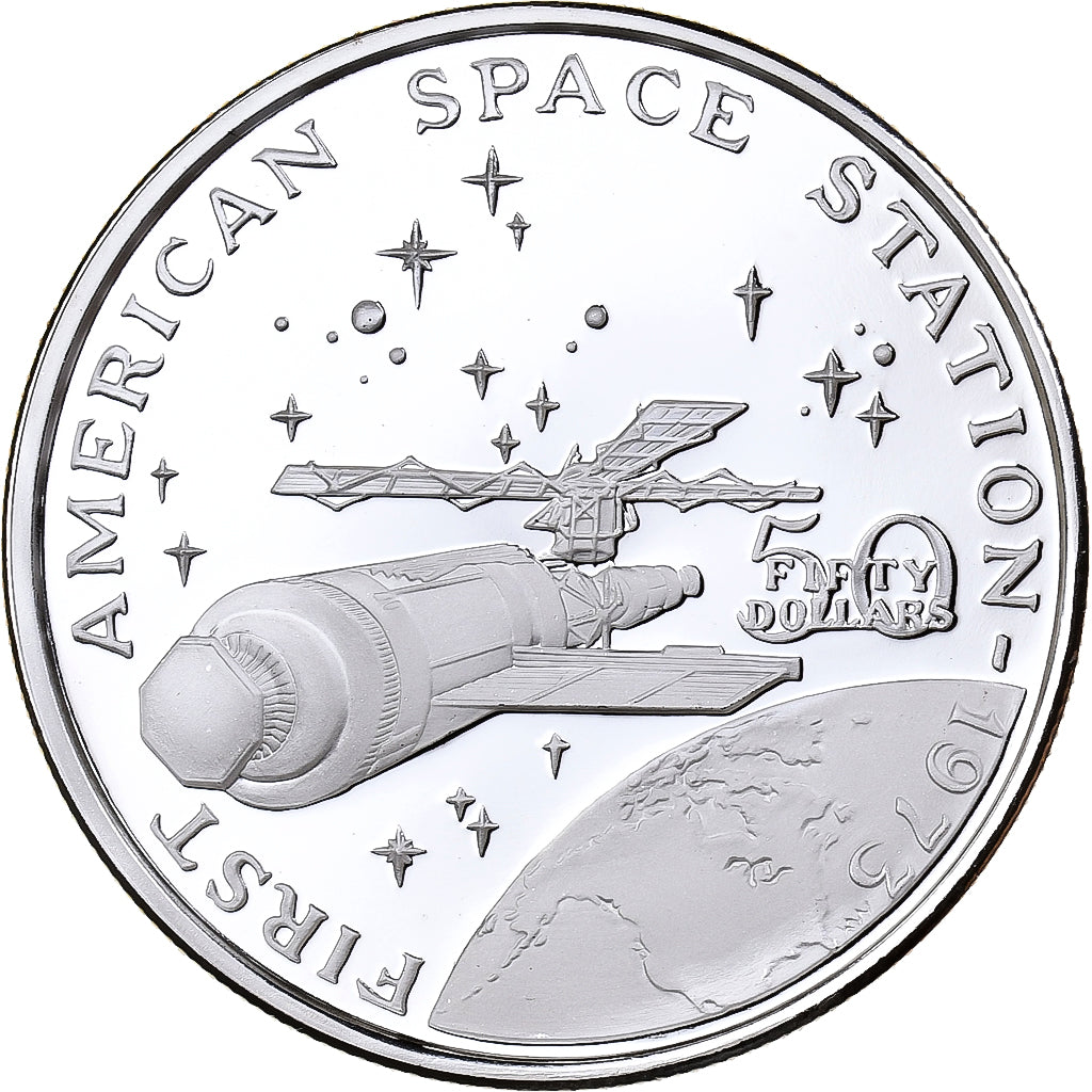 Marshall Islands, 50 Dollars, Skylab, 1989, Sunshine Mint, Proof, Silver