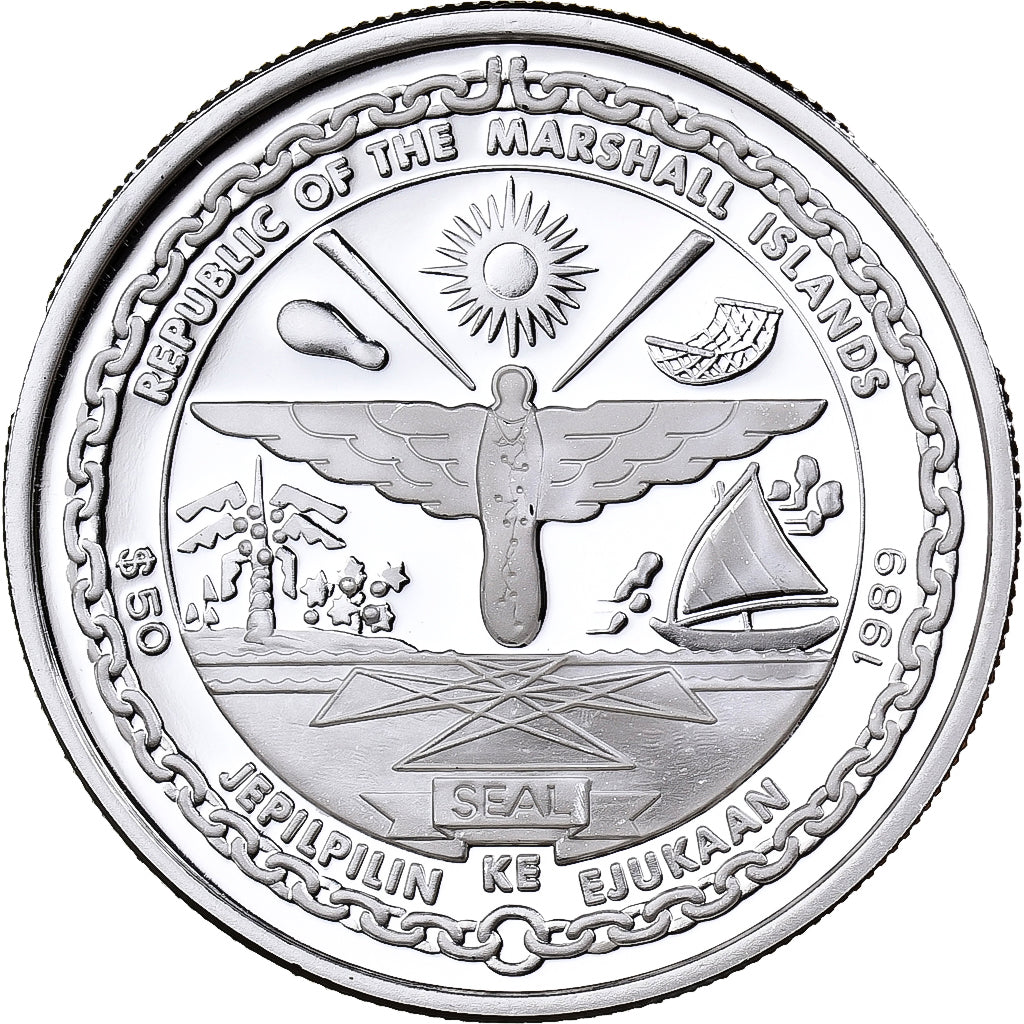 Marshall Islands, 50 Dollars, Skylab, 1989, Sunshine Mint, Proof, Silver