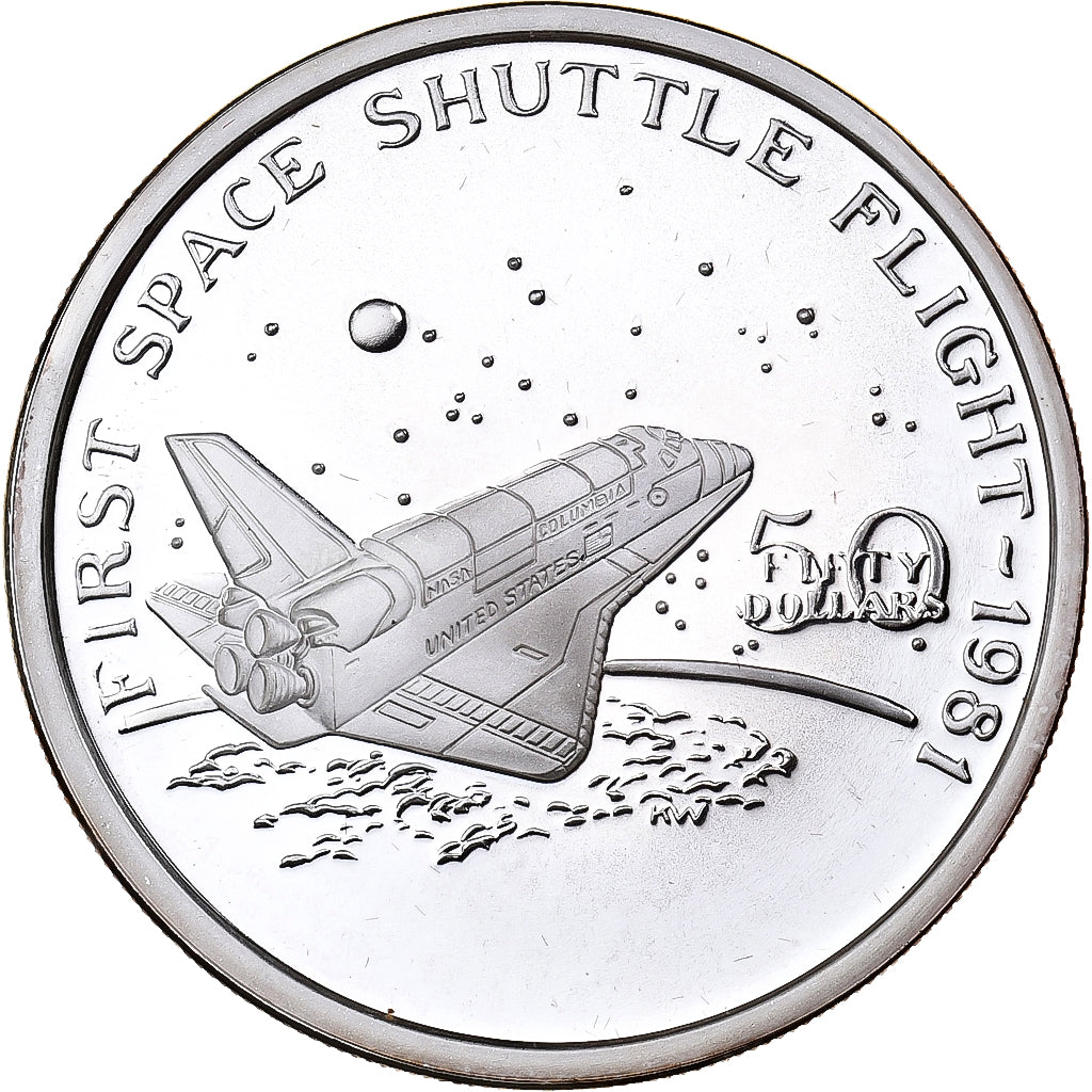 Marshall Islands, 50 Dollars, First Space Shuttle Flight, 1989, Sunshine Mint