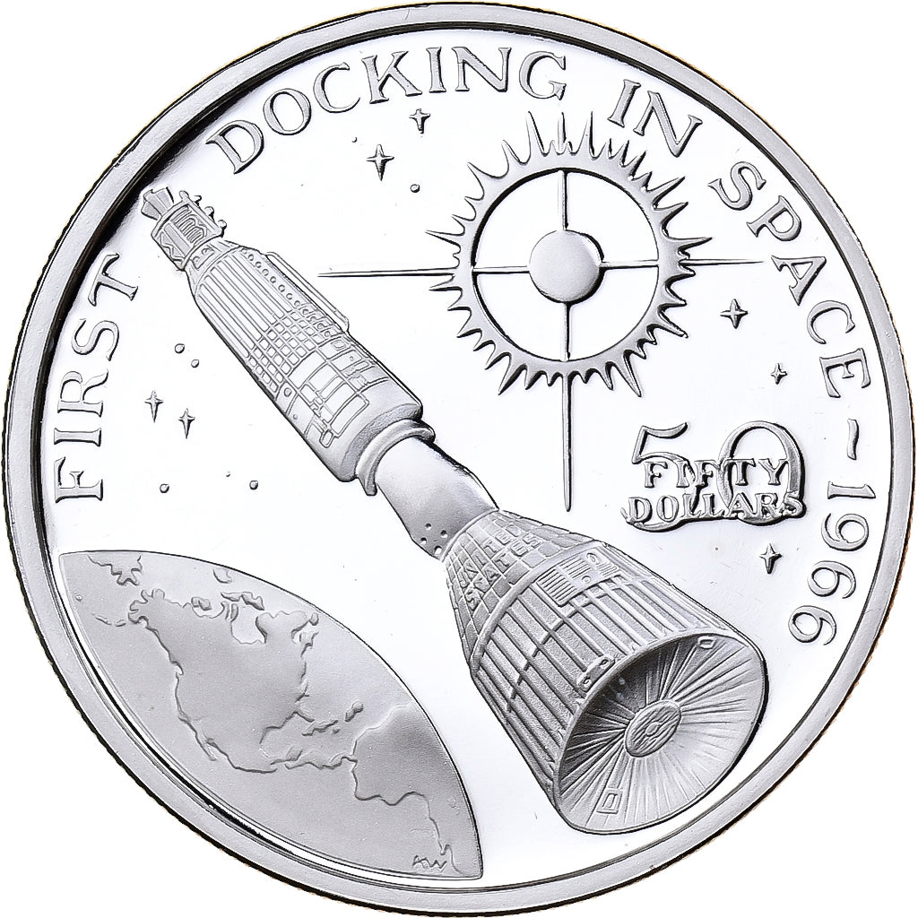Îles Marschall, 50 Dollars, First Docking in Space, 1989, Sunshine Mint, BE