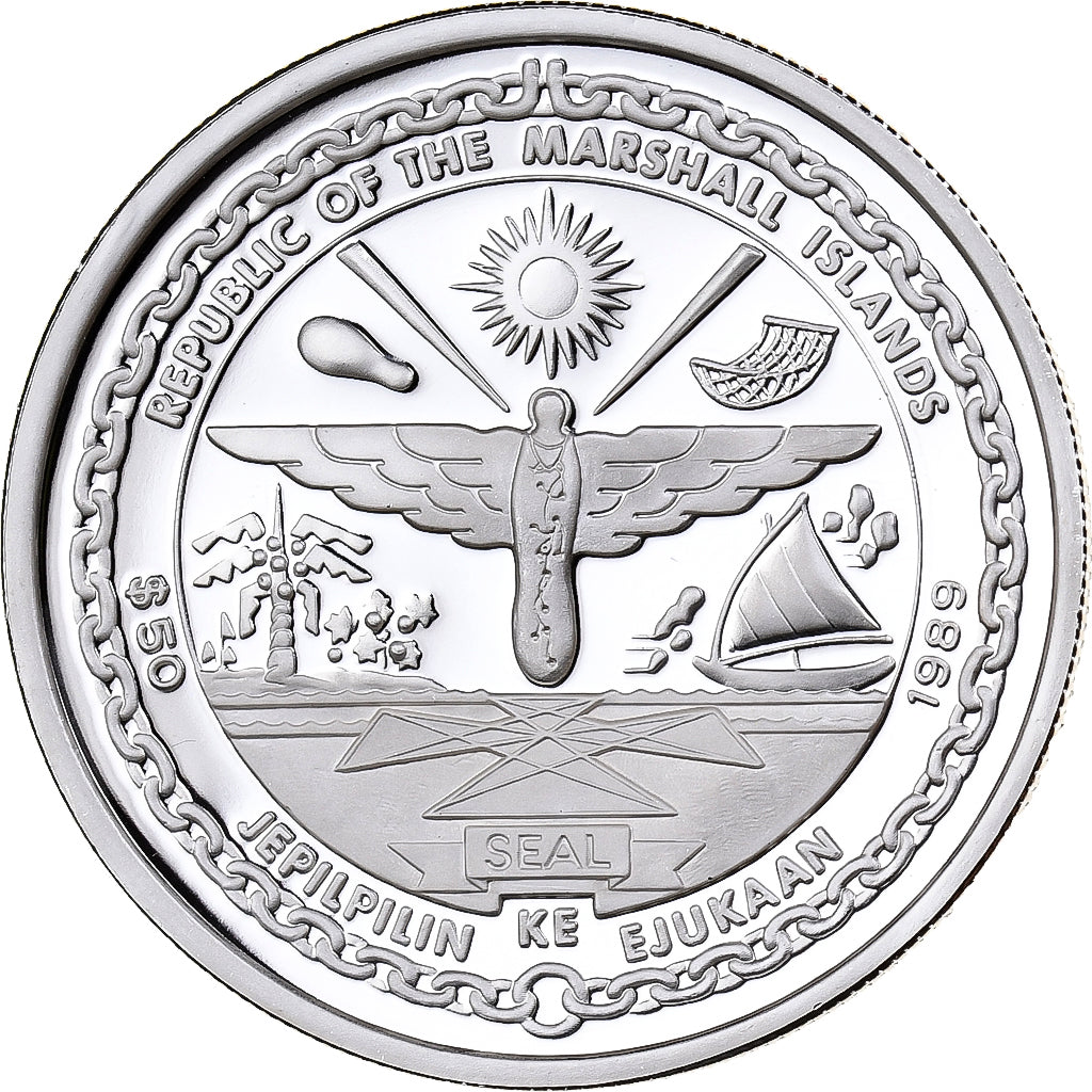 Îles Marschall, 50 Dollars, First Docking in Space, 1989, Sunshine Mint, BE