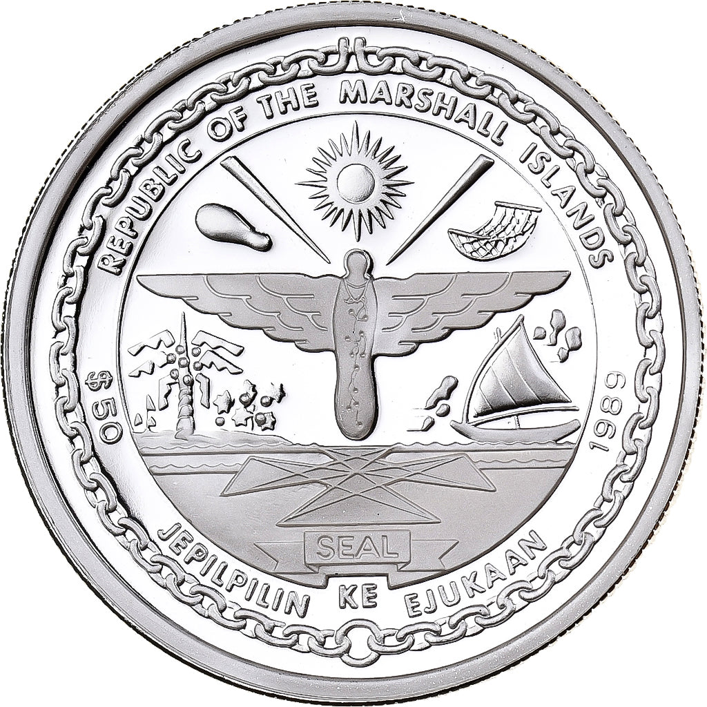 Marshall Islands, 50 Dollars, First Man-made Satellite, 1989, Sunshine Mint