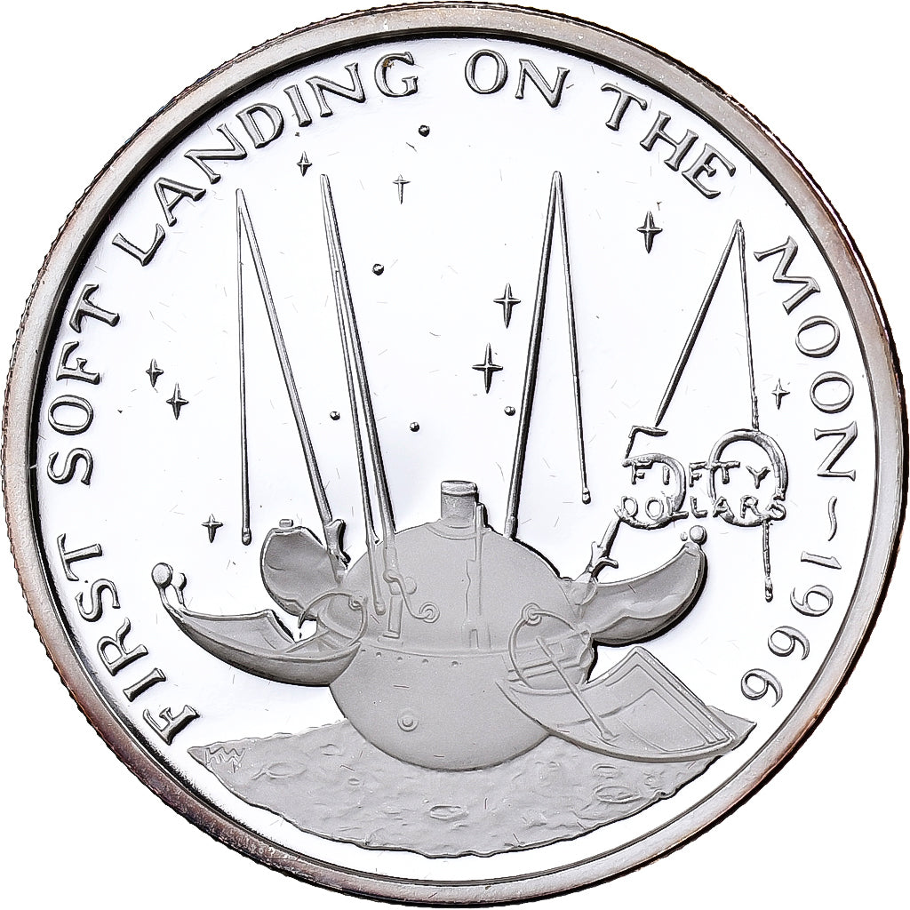 Marshall Islands, 50 Dollars, First Soft Landing on the Moon, 1989, Sunshine