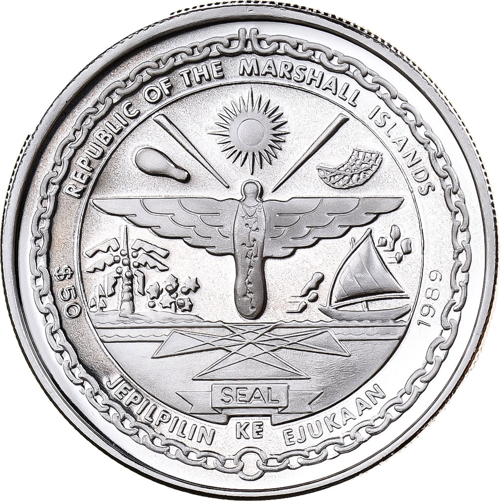 Marshall Islands, 50 Dollars, First Manned Orbit of the Moon, 1989, Sunshine