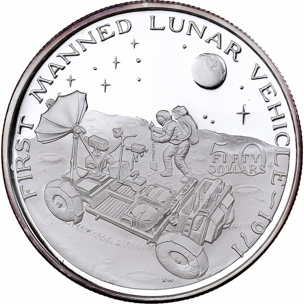 Marshall Islands, 50 Dollars, First Manned Lunar Vehicle, 1989, Sunshine Mint