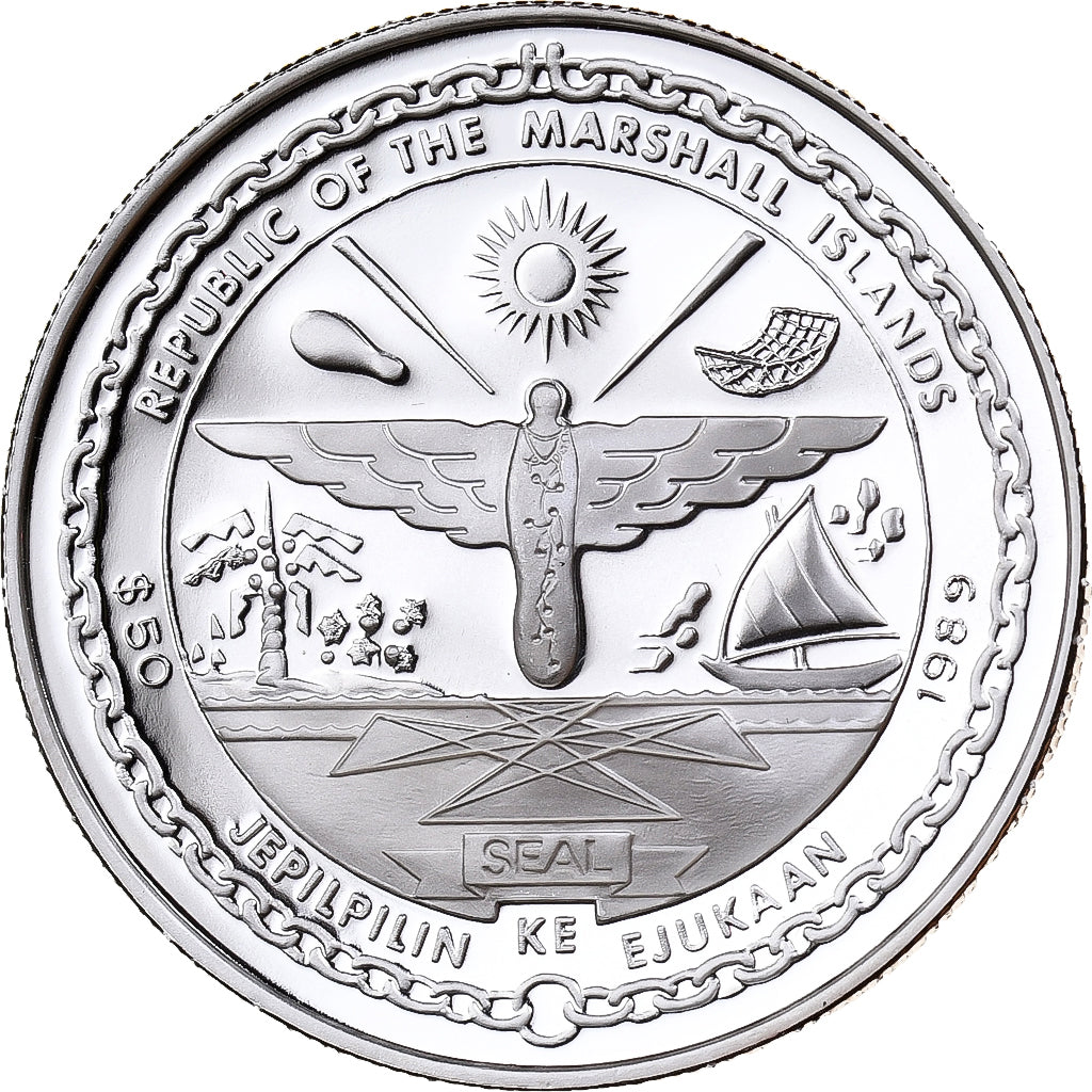 Marshall Islands, 50 Dollars, First Manned Lunar Vehicle, 1989, Sunshine Mint
