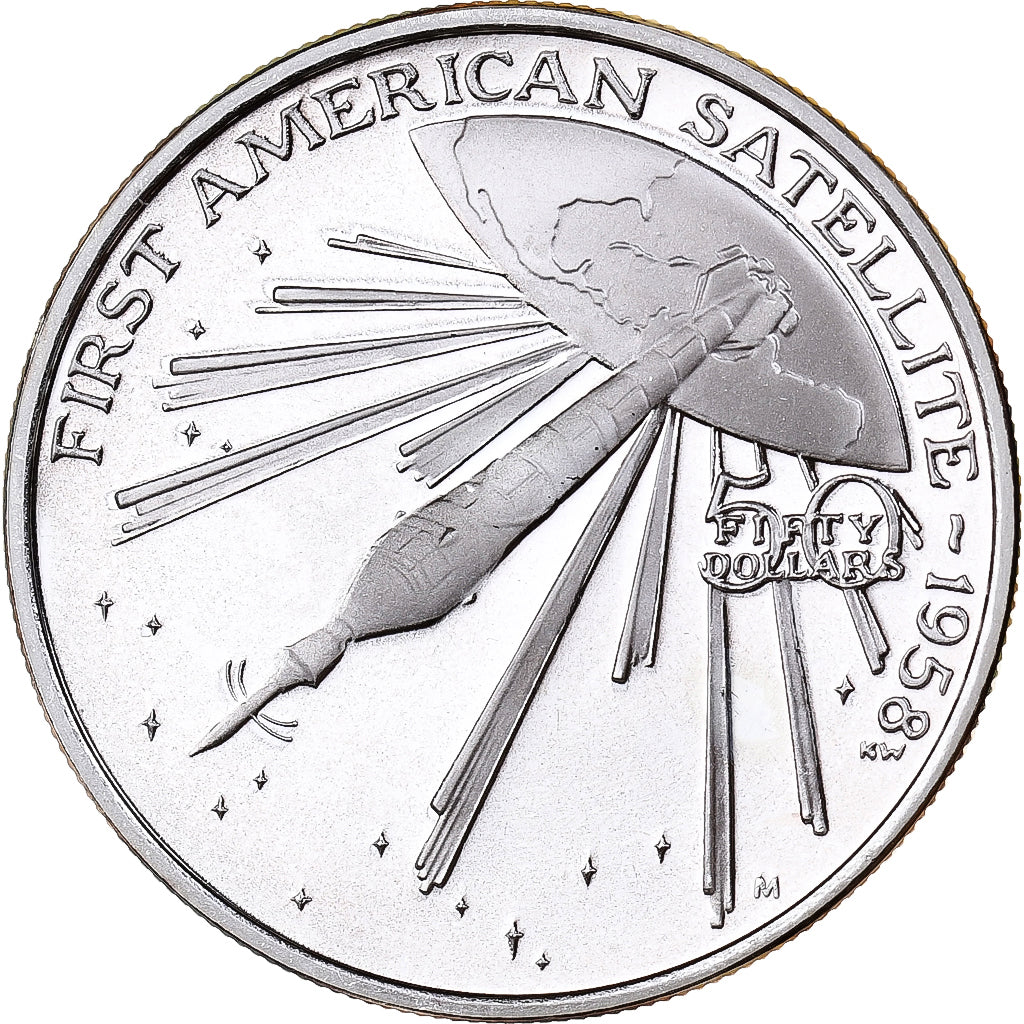 Marshall Islands, 50 Dollars, First American Satellite, 1989, Sunshine Mint