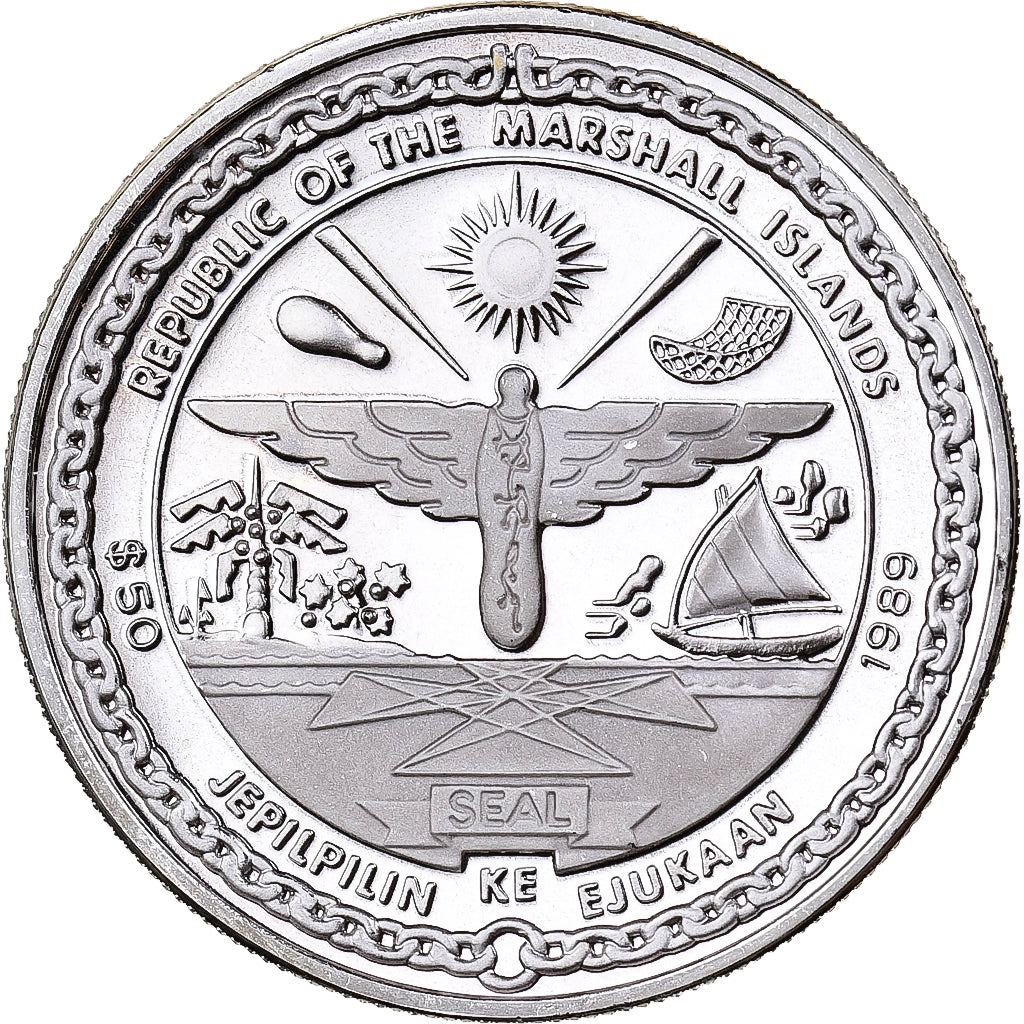 Marshall Islands, 50 Dollars, First American Satellite, 1989, Sunshine Mint