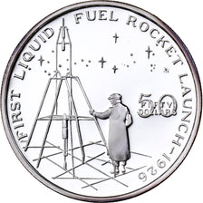 Marshall Islands, 50 Dollars, First Liquid Fuel Rocket Launch, 1989, Sunshine